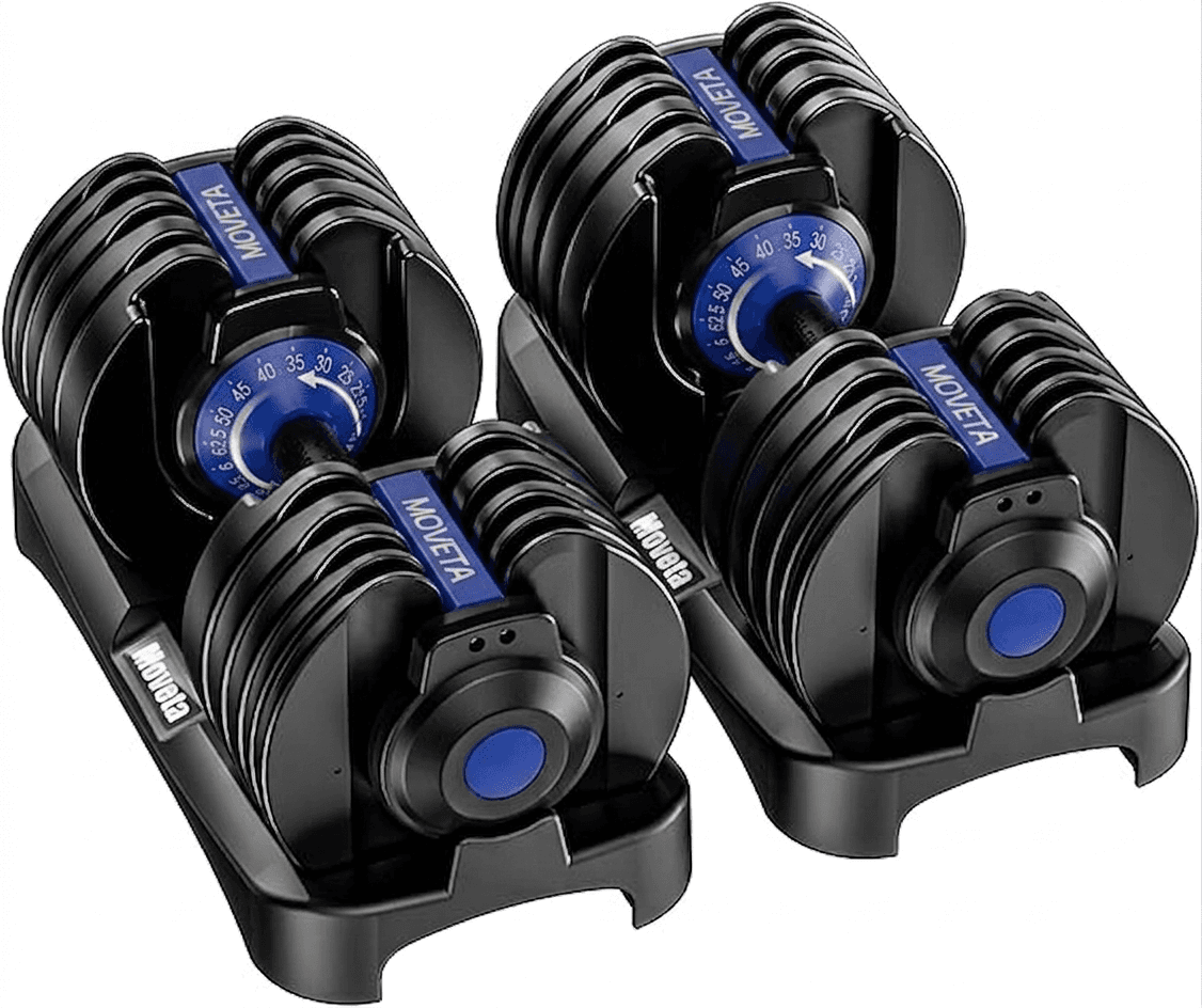 Moveta Adjustable Dumbbells Set of 2 — 52.5 lbs / 105 lbs Total (15-in-1)